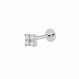 The Clover Flat Back Stud Platinum - Titanium