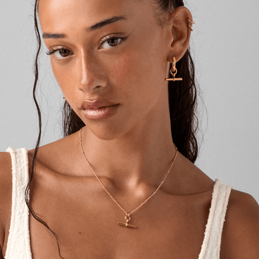 The Piha T - Bar Necklace - Ball and DotBy Rae
