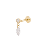 The Waterdrop Flat Back Stud - Titanium