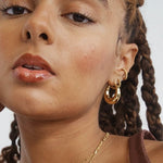chunky and lightweight gold hoop earring stack