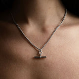 The Piha T-Bar Necklace - Silver Skinny Curb