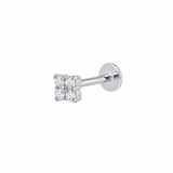 The Clover Flat Back Stud Platinum - Titanium