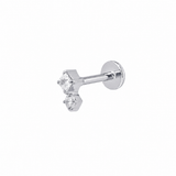 The Duo Flat Back Stud Platinum - Titanium