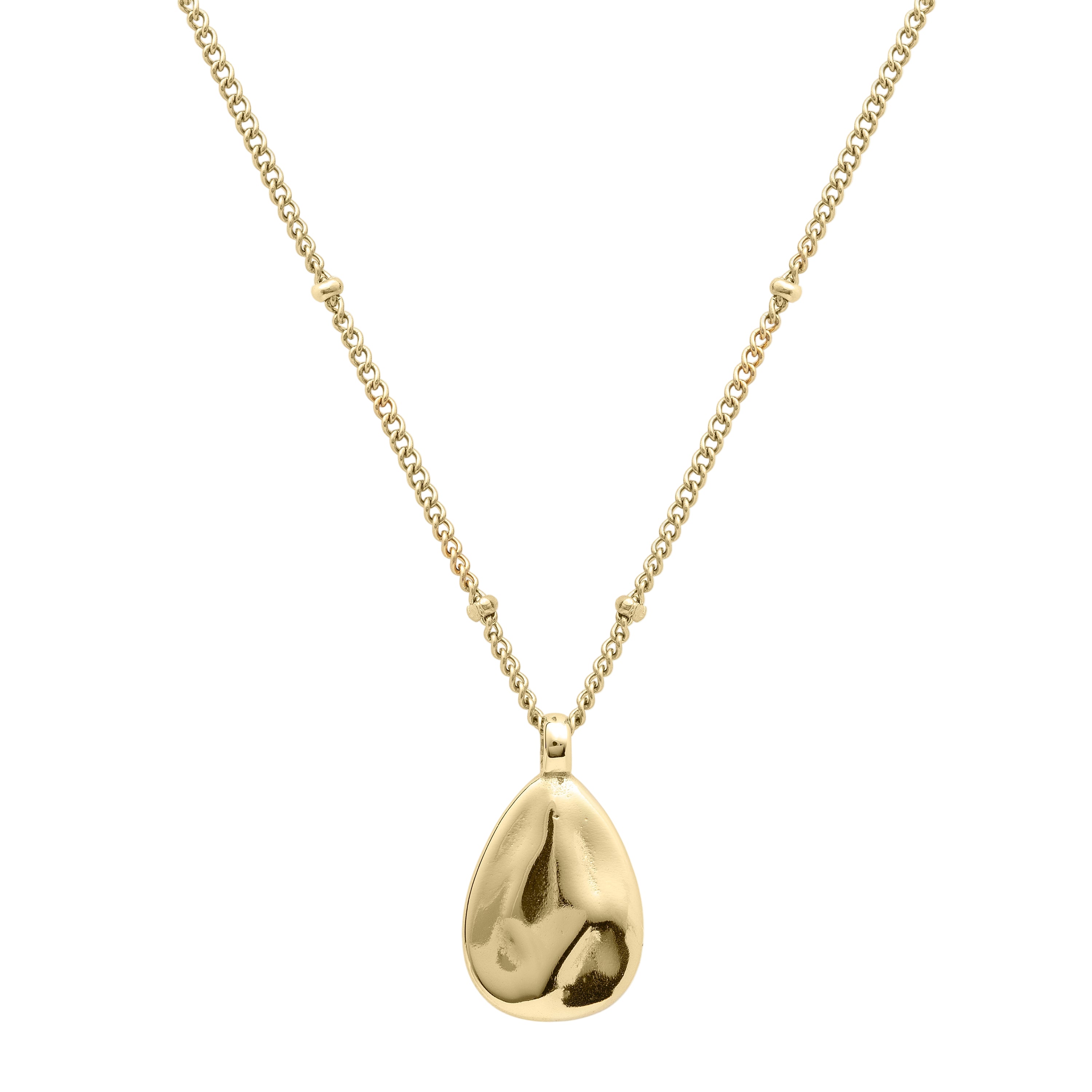 Gold teardrop pendant necklace 