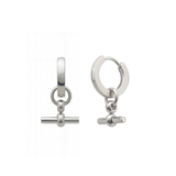 Silver t bar huggie earring