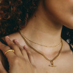 simple dotted waterproof gold layering necklace