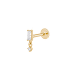 The Baguette Drop Flat Back Stud - TitaniumBy Rae