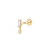 The Baguette Drop Flat Back Stud - Titanium