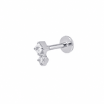 The Duo Flat Back Stud Platinum - TitaniumBy Rae