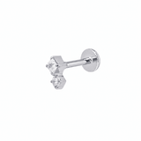 The Duo Flat Back Stud Platinum - Titanium
