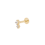The Duo Flat Back Stud - Titanium