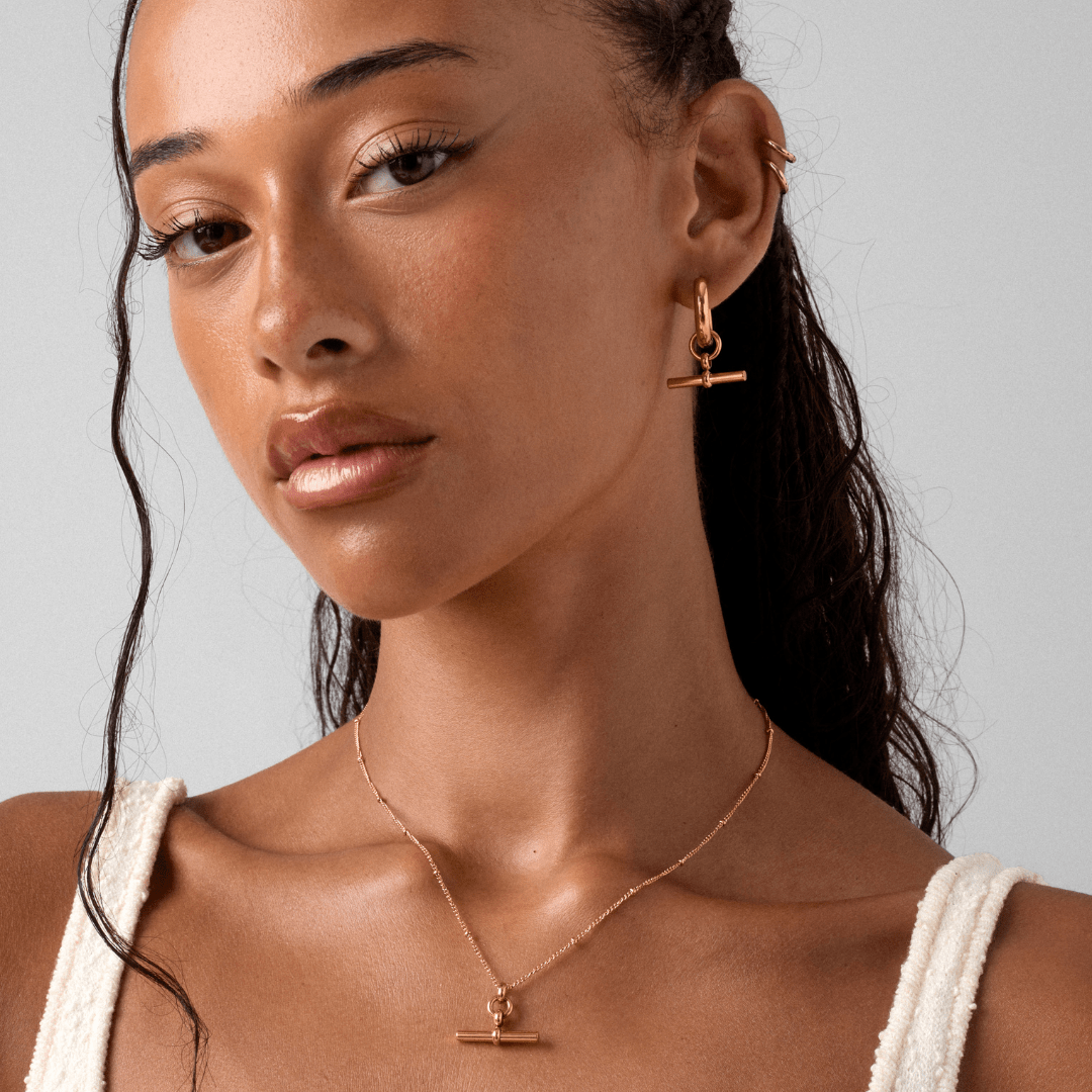 The Piha T - Bar Necklace - Ball and DotBy Rae