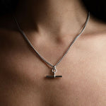 The Piha T - Bar Necklace - Silver Skinny CurbBy Rae