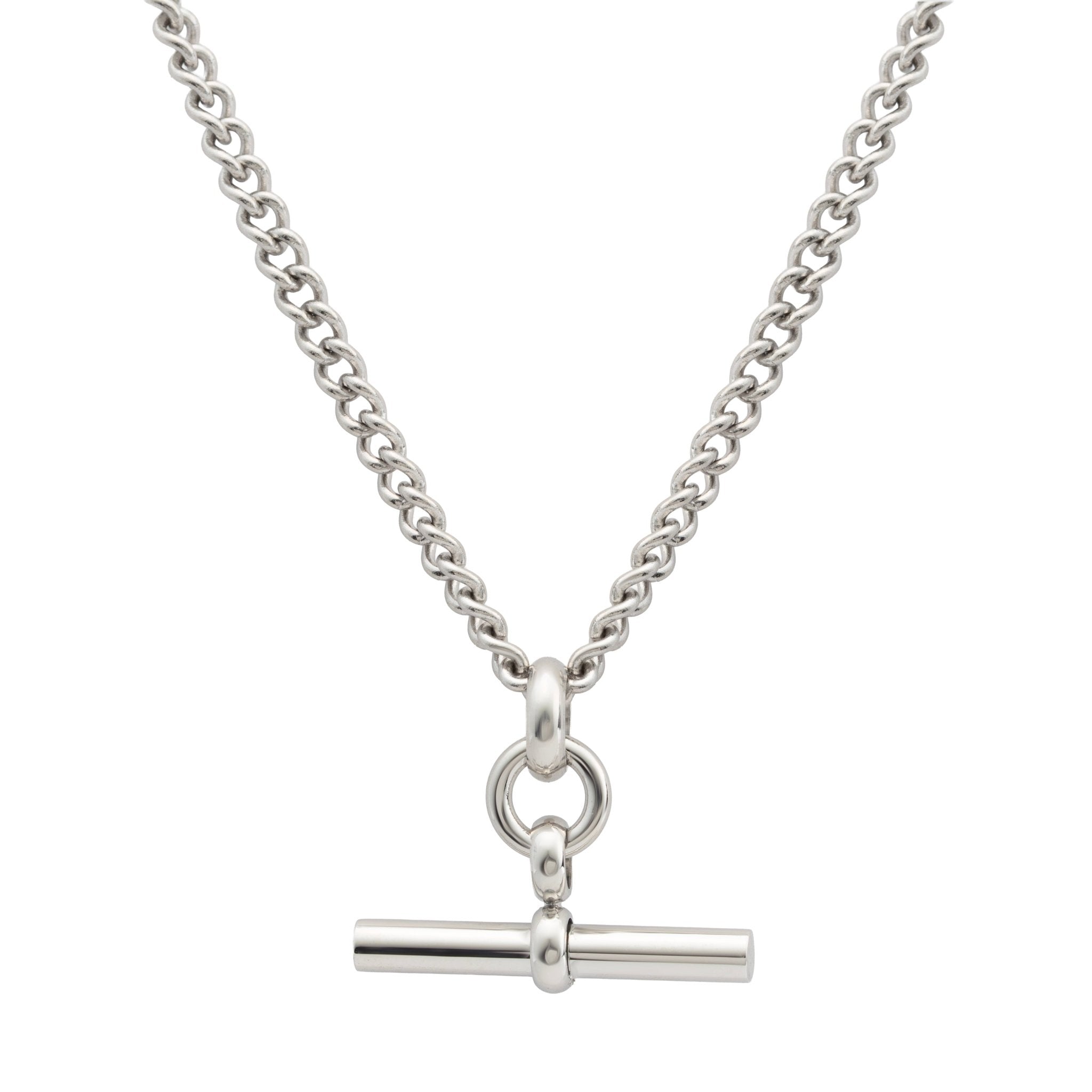 The Piha T - Bar Necklace - Silver Skinny CurbBy Rae