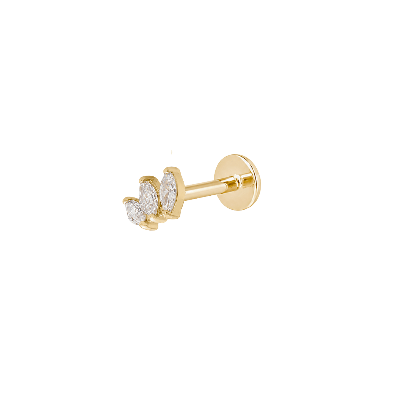 The Trio Flat Back Stud - TitaniumBy Rae