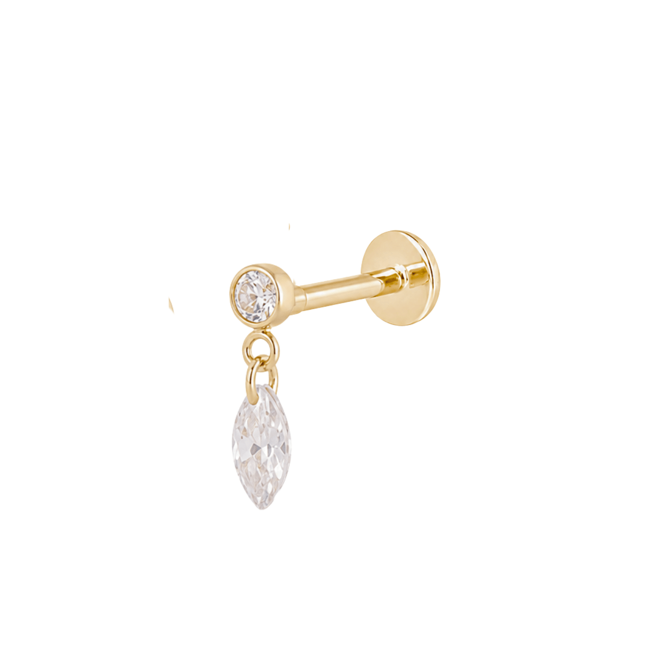 The Waterdrop Flat Back Stud - TitaniumBy Rae
